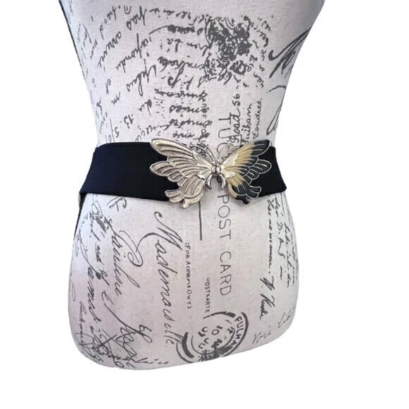 Metal Butterfly Buckle Waist Belt Wide Elastic Adj Up to 31" COTTAGECORE Preppy - Picture 5 of 7